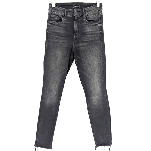 Mother High Waisted Looker Ankle Fray Night Hawk Black Fray Hem Womens Jeans 25 - Picture 2 of 12